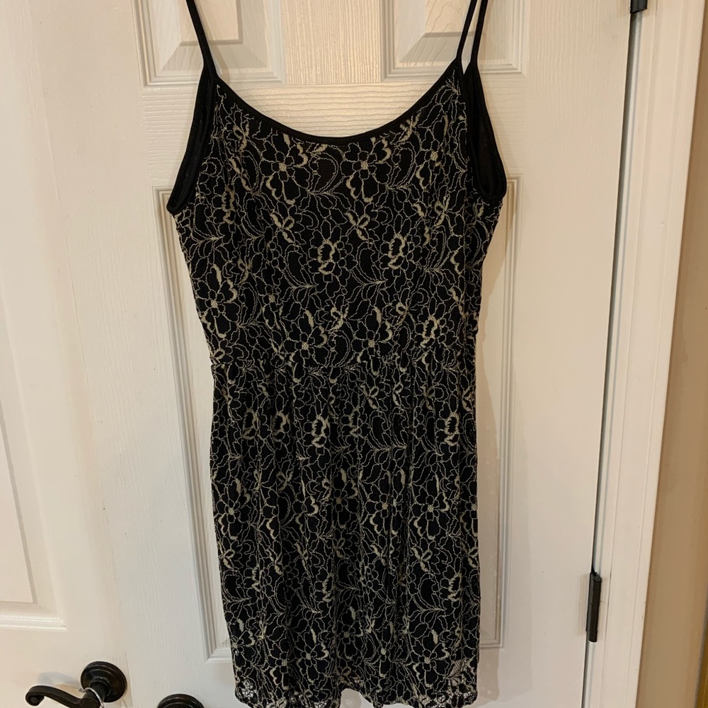 Black and Tan floral lace dress